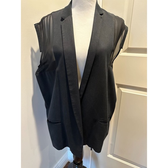 NWOT ALLSAINTS Oversized Open Front Black Vest SZ 8 - Picture 2 of 4